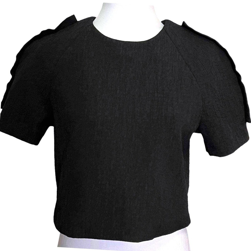 Cameo Collective Textured‎ Women Size Small Architectural Shoulder Ruffle Black
